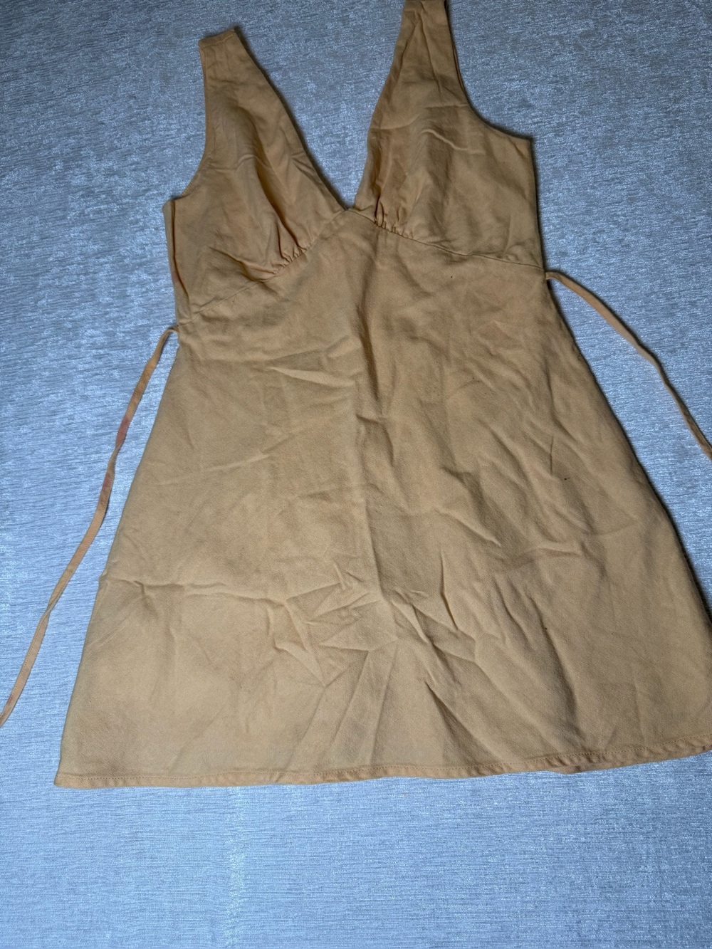 Meshki Tan Sleeveless V-Neck Mini Dress